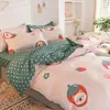 Juego de Cama Morado Cepillado de Cuatro Piezas Individual y Doble Funda de Edredón para Estudiantes Juego de Tres Piezas Corazón Girly 4 Ropa de Cama Sábanas Funda de Edredón
