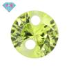 Gema Huagang con doble agujero, circonita verde manzana redonda, piedra desnuda con agujero de color, circonita cúbica sintética, diamante desnudo