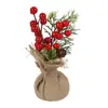 Árbol de Navidad Simulado de Amazon Fruta Roja Baya Decoración Navideña Escena Diseño Mini Árbol de Navidad de Escritorio Adornos