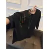Verão 2026 Novo Estilo Masculino Gola Bordada Estilo Coreano Tendência Personalizada Par Casal Solta Oversized Alta Qualidade Camiseta