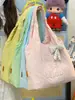 Bolsa de ombro tote estilo coreano ins moda casual com bordado de letra tridimensional, versátil para uso diário, bolsa de compras simples e leve