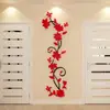 Colagem Transfronteiriça Flor Rosa Espelho Adesivos de Parede Acrílico Autoadesivos para Sala de Estar, Quarto, Fundo de TV e Decoração de Entrada