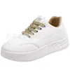 Zapatos Blancos de Suela Gruesa para Mujer 2025 Primavera y Otoño Nuevos Zapatos de Mujer Tenis Casuales Versátiles Zapatos de Lona para Estudiante Tendencia Ins