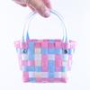 Cesta tejida de plástico de dibujos animados para niños, linda bolsa tejida, cesta pequeña portátil, mini fabricantes nuevo