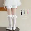 Calcetines Lolita de Encaje para Niñas Shoeshangmian, Calcetines Finos de Media Pantorrilla con Forma de Corazón para Primavera/Verano, Medias de Malla Transpirables Estilo Coreano para Niñas