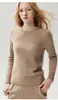Suéter de punto grueso listo para usar 100% cachemira Kang Sai Ni para mujer, suéter de cuello redondo para mujer, otoño e invierno, camiseta base de punto liso