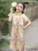 Mejorado Cheongsam de Niña Vestido de Verano Nuevo Estilo Chino para Niños Vestido Floral Diario Estilo Nacional para Niña Traje de Presentación
