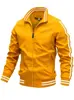 Jaqueta Esportiva Masculina Nova 2026 com Duas Listras, Gola Alta, Zíper, Jaqueta Baseball Casual Versátil para Jovens