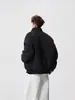 Chaqueta de Algodón Negra Desestructurada con Cuello Alto para Hombre y Mujer, Chaqueta de Vuelo Engrosada de Invierno, Ropa Exterior de Gama Alta Cleanfit