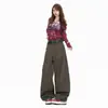 Pantalones anchos de pierna recta con corte curvo, estilo americano retro de principios de otoño, pantalones vaqueros casuales de trabajo largos hasta el suelo para mujer, Yichun