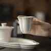 Taza Maestra Pequeña con Borde Floral Estilo Dinastías Tang y Song, Taza Individual Cerámica para Uso Doméstico, Taza de Degustación con Forma de Flor, Taza de Té Grande
