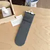 Calcetines de mujer hasta la pantorrilla de color liso con encaje fruncido estilo ballet, sin costuras, simples y cómodos, de algodón, estilo japonés, calcetines largos apilables para primavera y otoño