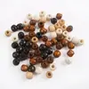 Contas de Madeira com Furo Grande, Contas Redondas, Contas Soltas Tingidas de Madeira Maciça, Acessórios para Pulseira e Colar, Componentes para Joias DIY