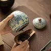 Bote para té de ceniza de planta, bote de cerámica Ru de color azul y blanco para almacenar té, bote de té sellado de alta gama, bote para almacenar hojas de té, juego de té de cerámica