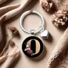 Chaveiro de Flor Rosa Mais Vendido no Exterior Letra A-Z Moda Retrô Pedra do Tempo Chaveiro de Carro Personalizado Atacado