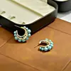 Brincos da moda, simples, vintage, elegantes, de alta qualidade com pérolas, turquesa natural e design de cristal vermelho, brincos em forma de C para mulheres