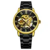 Aliexpress Reloj Mecánico Automático Hueco de Moda Casual Dorado con Correa de Acero para Hombre Forsining