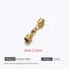 Pulseira de Corda de Couro Banhada a Ouro de Aço Inoxidável Fecho para Extremidade de Colar Design Simples de Fivela Conector de Joias DIY Acessórios