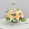 Nuevo Arte en Vidrio de Colores Pequeño Soporte de Mesa para Exhibición de Flores Hotel Restaurante Plato Giratorio Sala de Estar Mesa de Banquete Adornos de Flores Artificiales