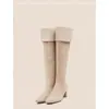 2026 Novas Botas Longas de Couro Sintético Estilo Coreano para Outono e Inverno, com Salto Grosso, Bota de Montaria Elegante de Salto Alto, Botas Longas Slim