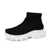 Outono e inverno novas meias plataforma sapatos voando tecido botas esportivas botas femininas plus size slip-on meias sapatos cor sólida sapatos casuais