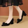 Zapatos de tacón grueso de ante para mujer para entrevista 2026 Modelo Nuevo Negros Zapatos Profesionales de Trabajo Azafata Funcionario Formal Tacones Altos