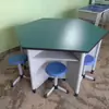 Mesa Auxiliar Científica de Seis Lados para Estudiantes Sala de Computación Escolar Mesa de Computadora Hexagonal Combinación de Colores Puntada de Lectura Mesa Hexagonal