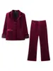 Comercio Exterior Transfronterizo Listo para Enviar Ropa de Mujer Temporada Primavera 2026 Blazer de Terciopelo con Puños de Piel + Pantalones de Pierna Ancha de Cintura Alta