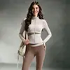 Conjunto Fitness Estilo Outono Gola Alta Zíper Top Esportivo Calça Yoga Cintura Alta Justa Corrida Pilates Conjunto Emagrecedor