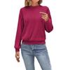 Otoño 2024 - Camiseta texturizada de manga larga con hombros descubiertos para mujer, cuello redondo, de punto, color liso, holgada e informal