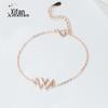 Pulseira Estilo Coreano Prata de Lei s925 Letra W Moda Feminina Pequena Fresca Pulseira V Duplo Celebridade da Internet Micro Inserida Zircônia Namorada Joia de Mão