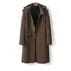 Cortavientos Casual con Capucha de Lana Pura para Hombre, Abrigo de Lana Doble Cara, Chaqueta, Dropshipping, Procesamiento OEM
