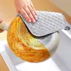 Pano de prato espesso de arame de aço de camada dupla, toalha de prato de fibra de bambu com arame prateado para cozinha, para lavar louças, panelas e utensílios, escova de limpeza