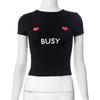 Camiseta de Moda de Cuello Redondo y Manga Corta con Ombligo Descubierto con Estampado de Letras, Top Ajustado para Chicas Hot con Ombligo Descubierto, Ropa de Mujer de Moda para Verano