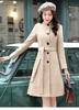 2021 Amazon Otoño/Invierno Abrigo de Lana de Dragón y Fénix con Cuello Vertical Abrigo de Longitud Media para Mujer wish Coreano Cintura Contraste