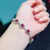 Pulsera de Plata de Ley S925 con Granate Natural de Magnesio y Aluminio Incrustado Diseño de Nicho 5*6mm Suministro en Vivo Venta Directa