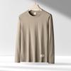 Camiseta de Manga Larga Color Morandi para Hombre, Color Sólido, Estilo Japonés, Cuello Redondo Simple, Ropa Interior Básica para Parejas, Ropa de Otoño para Hombre