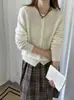 [Forro Polar Pesado] Cárdigan de punto sin costuras suave y mullido de lana y cachemira para mujer, 26 prendas de abrigo de color liso otoño/invierno