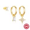 Brincos Argola Borboleta Abertura Diamante Prata Esterlina S925 Europa e América Venda Quente Oito Homens Estrela Brincos Pingente Removível terno