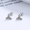 Aretes de Tuerca con Rosca Patrón de Trébol Plata Esterlina 925 Simples ins Esmeralda Triángulo Flor Aretes Tachones de Hueso