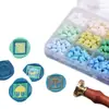 Conjunto de Caixa Transparente com 24 Contas de Cera em Formato de Estrela Série de Cores Macaron Contas de Cera Peroladas Cores Misturadas Ecológico