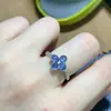 Anillo de Zafiro Natural Cuerpo de Vidrio Fino Muy Bueno Plata s925 Incrustación Seiko 4*5mm Transmisión en Vivo Transfronteriza