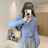 Cardigan de Tricô Cinza com Capuz e Zíper Frontal Estilo Pure Desire para Mulheres, Suéter Curto de Outono, Jaqueta Suéter de Nicho