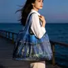 Bolsa de Compras con Estampado de Pintura al Óleo Nenúfares de Monet, Bolsa Tote Plegable de Gran Capacidad, de un Solo Hombro, Portátil, Bolsa para Comestibles de Supermercado