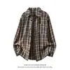 2026 Nova Camisa Masculina Estilo Japonês Retrô Xadrez Modelagem Solta Manga Longa Moda Jovem Cardigã Casual
