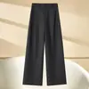 Estilo casual elegante, calça de perna larga com corte tridimensional, nova coleção de outono 2026, tecido macio, versátil para o trabalho, calça social