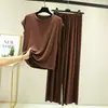 Novo conjunto de pijama de modal de verão para mulheres, tamanho grande, modelagem solta, top sem mangas, calça comprida de manga curta, conjunto de duas peças