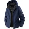 Chaqueta para hombre con capucha desmontable 2026 chaqueta de primavera/otoño para hombre, estilo coreano, corte ajustado, color liso, casual, versátil, con bolsillos con cremallera