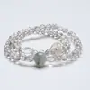 [Gelatina de Leche a la Luz de la Luna] Pulsera de Cristal Natural Fuegos Artificiales Grises Pelo de Conejo Pulsera Versátil para Mujer Regalo al por Mayor
