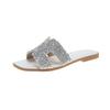Pantuflas de Comercio Exterior para Mujer para Exterior 2019 Nueva Moda Coloridas Estilo Coreano Sandalias Planas con Pedrería Pantuflas de Playa para Mujer
